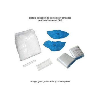 Kit Visitante ( Bata,Cofia,Mascarilla y cubrecalzado ) Kit Visitante ( Bata,Cofia,Mascarilla y cubrecalzado )